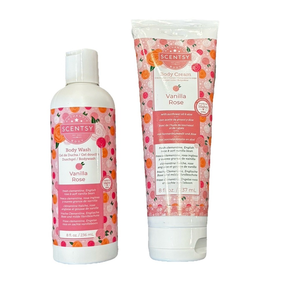 Scentsy Vanilla Rose 2-Pc Set Body Cream Body Wash Discontinued Rare New Sealed